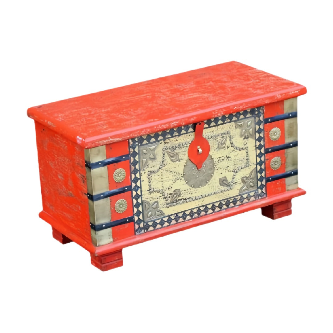 Hand-Painted Solid Wood Decorative Storage Chest