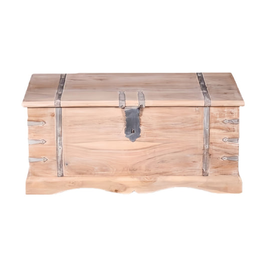 Solid Wood Storage Chest with Metal Hardware