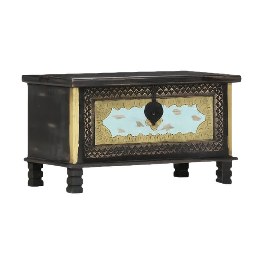 Handcrafted Solid Wood Storage Chest with Decorative Panel